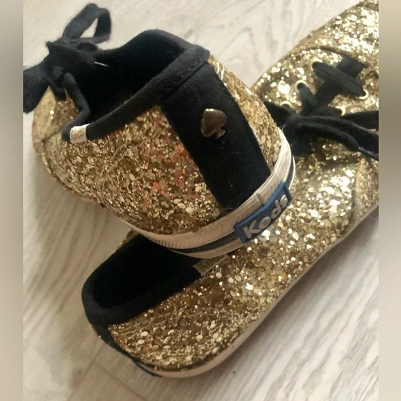 Kate Spade NY Keds Glitter Gold Sneakers, 7.5 - Picture 8 of 16